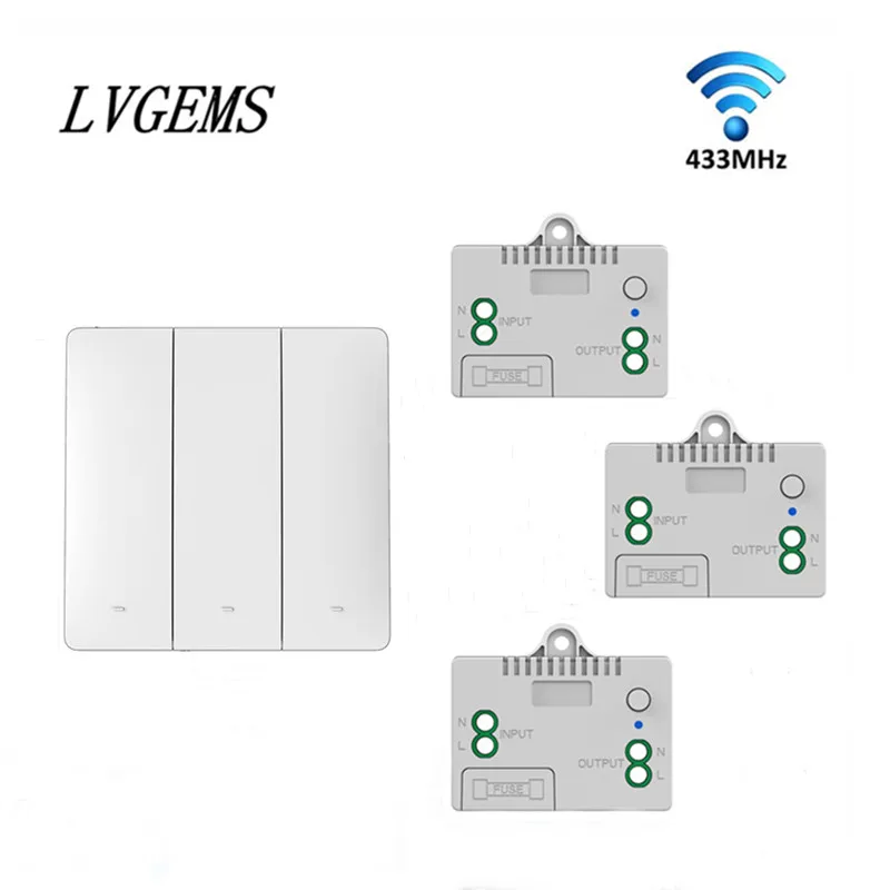 Lvgems-interruptor de Luz de Parede sem Fio Auto-alimentado Impermeável Interruptor de Casa Faça Você Mesmo sem Bateria Fiação 1gang 2gang 3gang 10 a