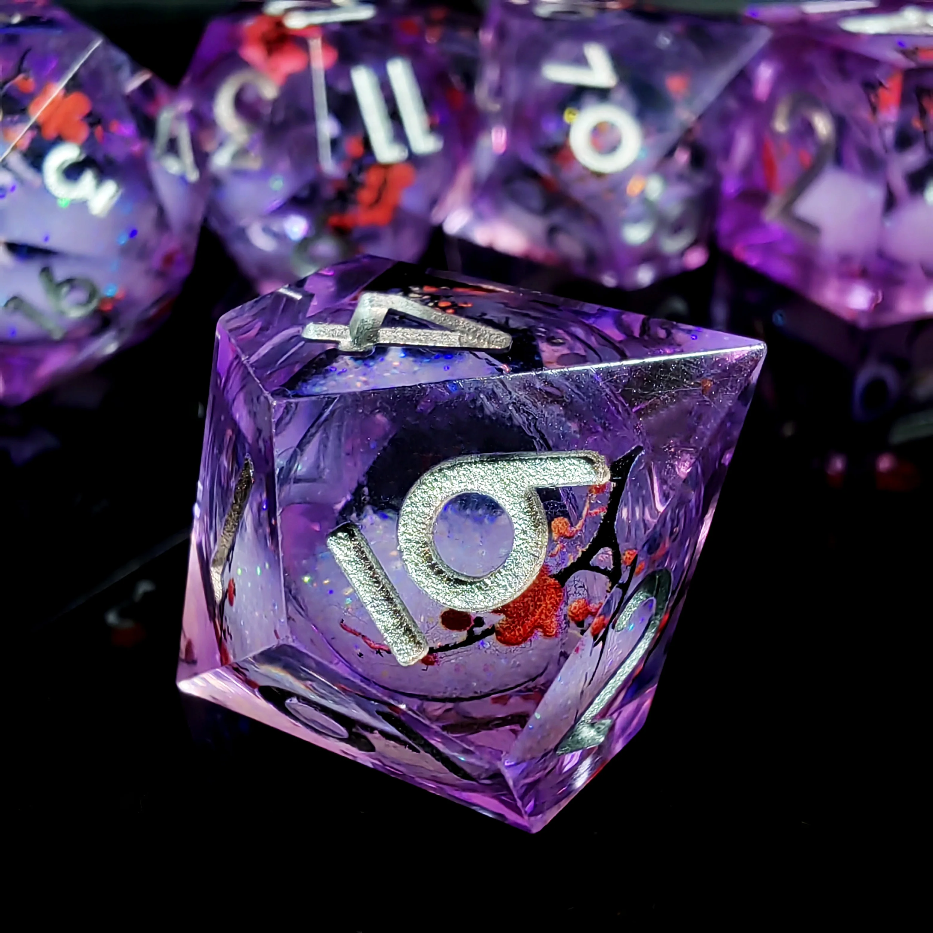 7-Piece Resin DnD Dice Set Plum Blossom Pattern Polyhedral Dice for Dungeons & Dragons RPG Tabletop Games