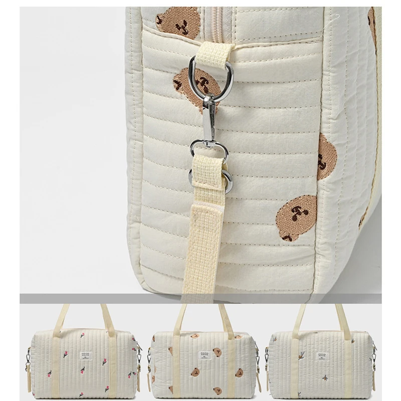 New Newborn Baby Care Diaper Bag Mommy Maternity Shoulder Bag Embroidery Quilted Stroller Diaper Storage Organizer Large Handbag 3