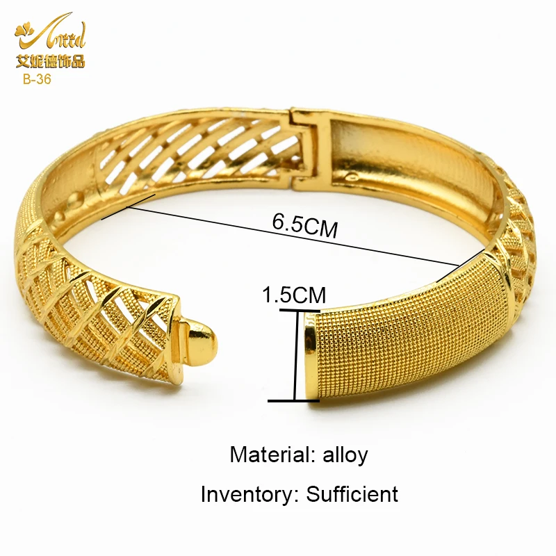 ANIID Dubai Bangles 24K Gold Color African Bracelet For