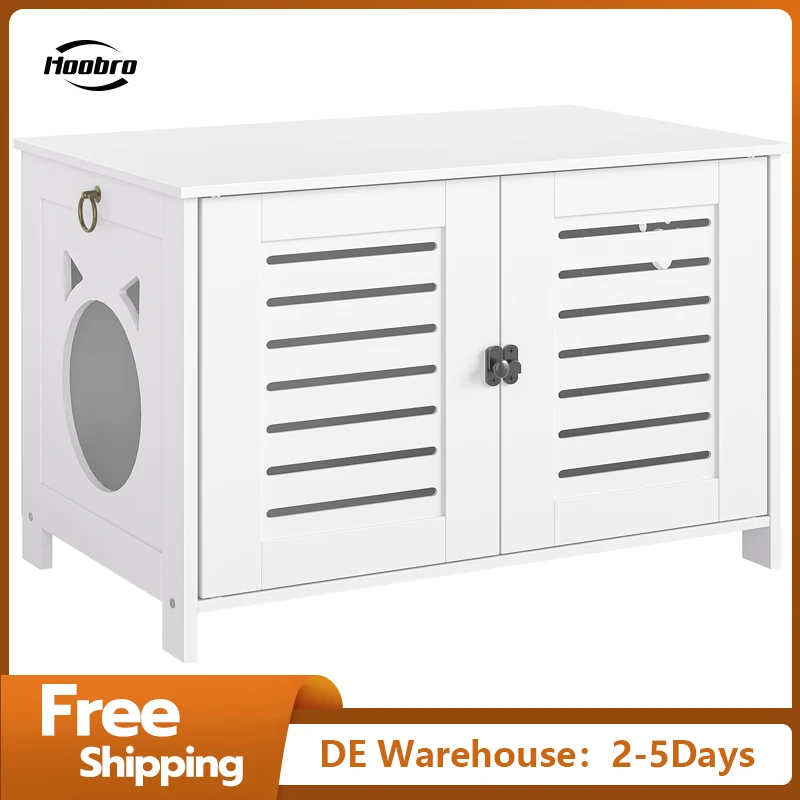 HOOBRO Cat Litter Tray Wooden Cat Litter Box Enclosure Hidden