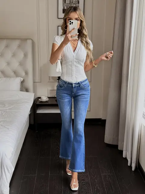 High Waist Stretch Denim Jeans – Flattering Fit for Women