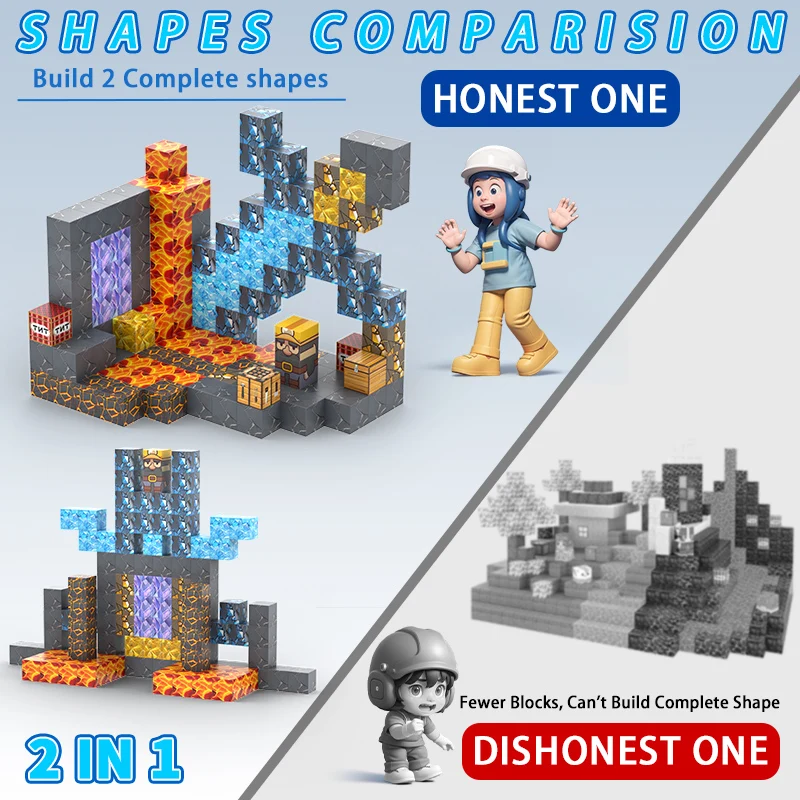 Magnetic Blocks 53-216pcs Build Mine Magnet World Edition Sword Caverns Toddler Toy for Children Age 3+ Montessori kids Toys magnetic building blocks,magnetic assembly toy