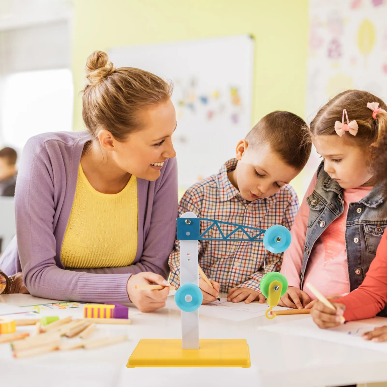 3Pcs 풀리 그룹 브래킷 학교 실험 장비 어린이를위한 교육 보조 과학 교육 조기 학습 물리학