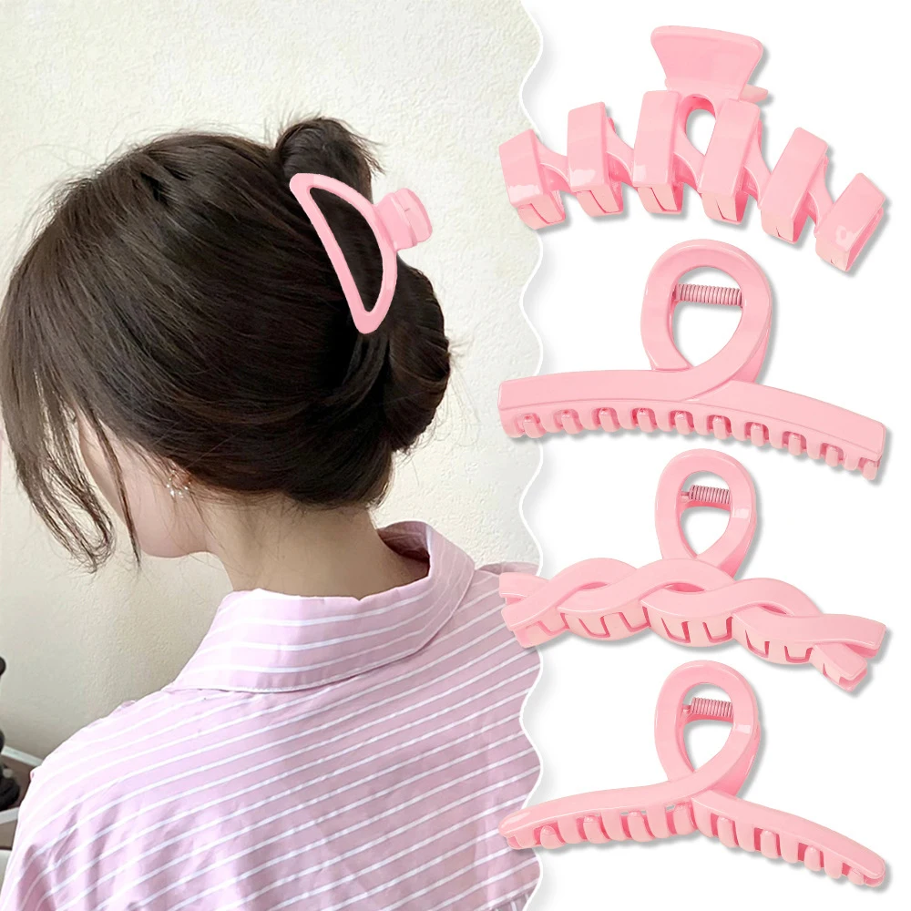 Korean Woman Cute Pink Hair Claw Barrettes Girl Fashion Plastic Hair Clips Simple Washing Face Headwear Ladies Hair Accessories womens formal wear women pantsuits pink women ladies custom made business office tuxedos formal work wear suits custom made