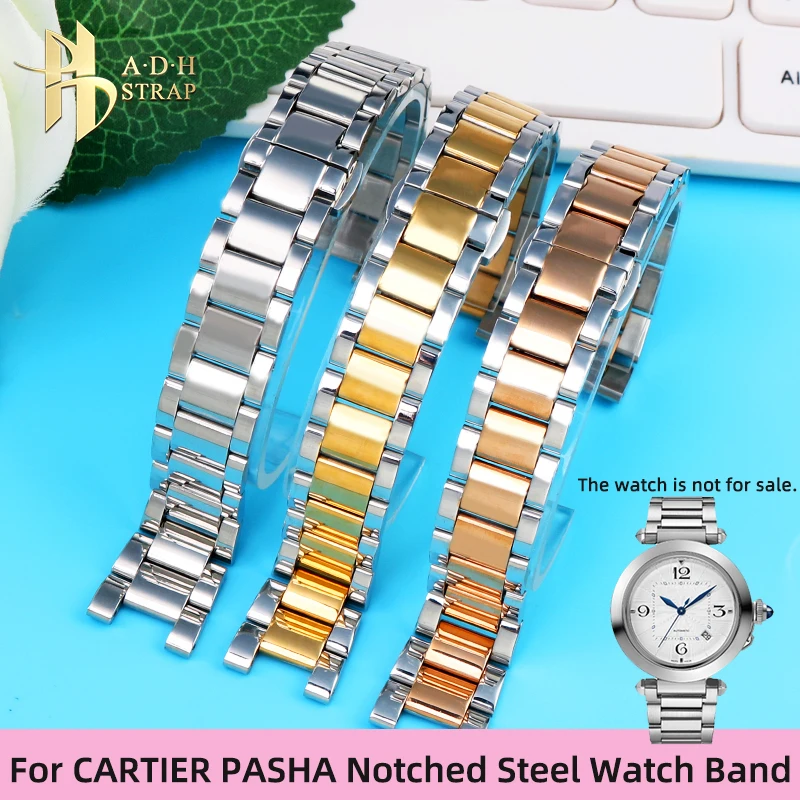 SolidPrecisionSteelWatchStrapForCartierPASHAMenandWomens