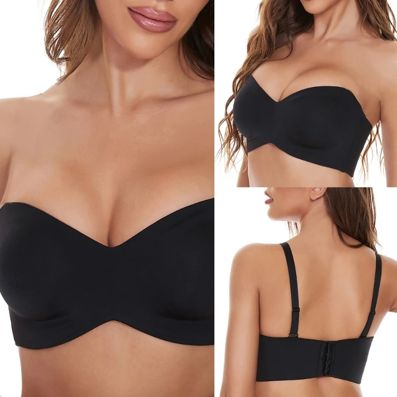 Traceless Invisible Ladies Bra Gathered Big Breasts Rims Plus-Size Tube Top