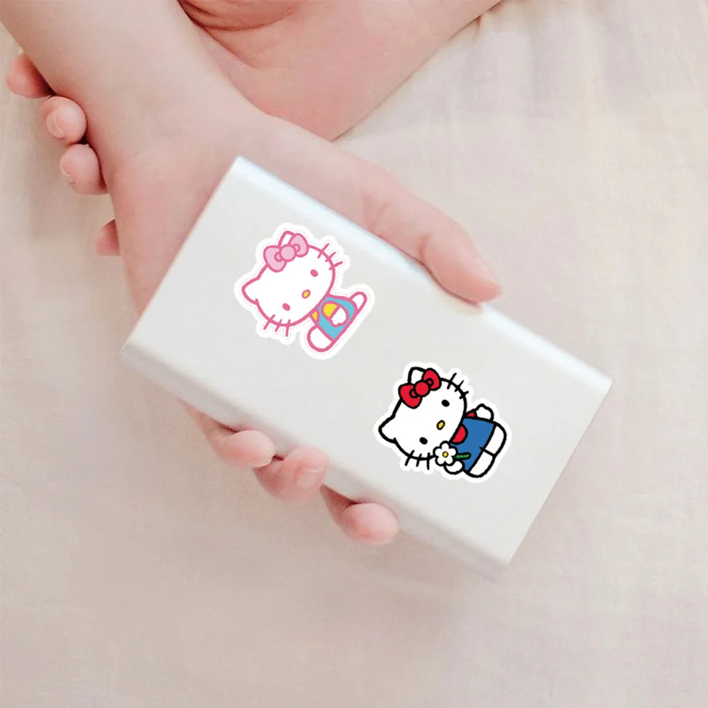 Cute Cartoon Hello Kitty Stickers Kawaii Girls Graffiti Water Bottle Guitar Diary Vinyl Kids DIY Toys Sticker Decals 10/30/50pcs,cartoon stickers,kawaii stickers,decorative stickers,diary stickers