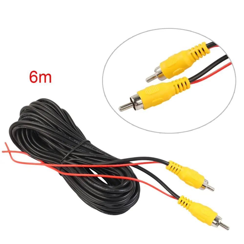RCA 6m Video Cable For Car Rear View Camera Universal 6 Meters Wire For Connecting Reverse Camera With Car Multimedia Monitor