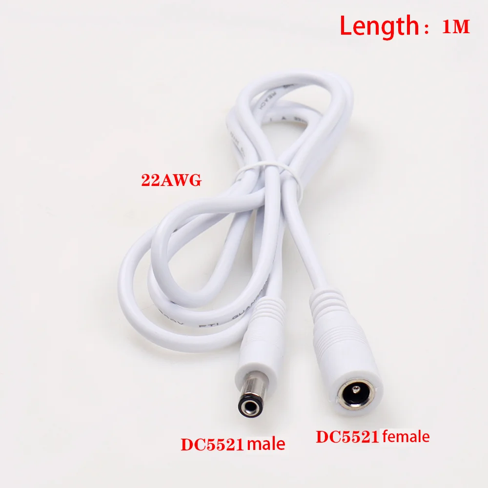 【LANO】 DC5521 남성-여성 연장 케이블 2.1mm 플러그 흰색 3피트 모니터링 장비, 라우터, 차량용 DC 전원 케이블