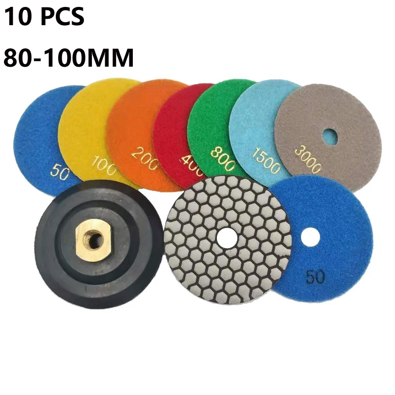 80-100MM Flexible Diamond Dry Polishing Pad Sharp Type For Granite Marble Stone Sanding Quartz Pebble Polimento Tools 10 Pcs 3inch diamond dry polishing pad sharp type flexible sanding disc for granite marble stone polishing grinding tools 80 80 5mm