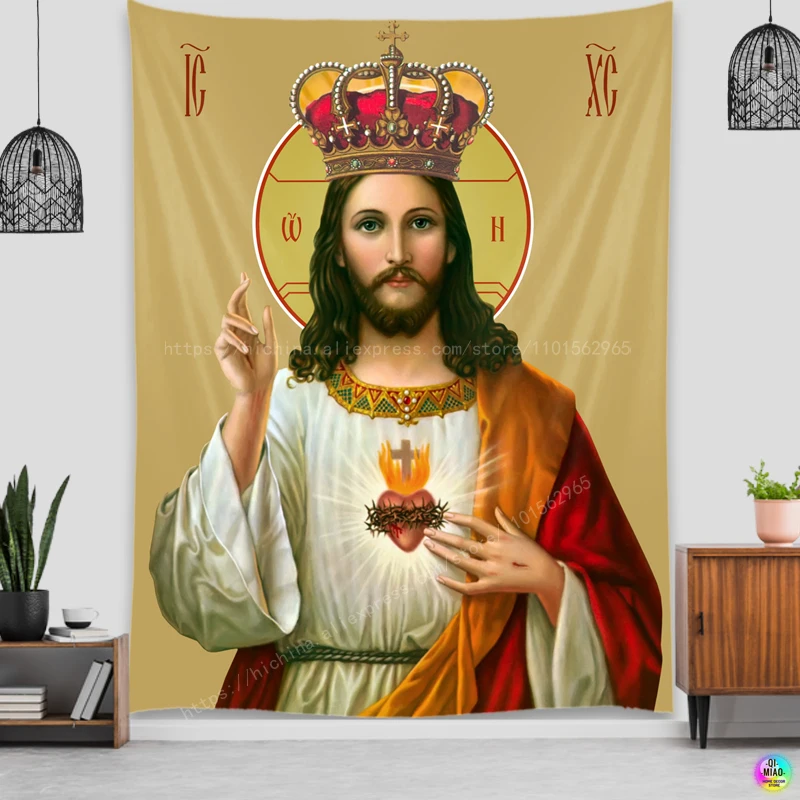 Icon von Christus Tapisserie Jesus Krippe Wand Dekoration Christian Gläubigen Kluge Männer Wandbehang Für Room Decor Ostern Weihnachten – Detail 16
