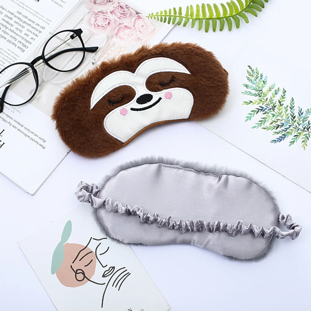 Cute Sloth Eyepatch Soft Fluffy Plush Blindfold Funny Novelty Animal Boys Sleep Mask Eye Eyeshade Kids Girls Boys 3