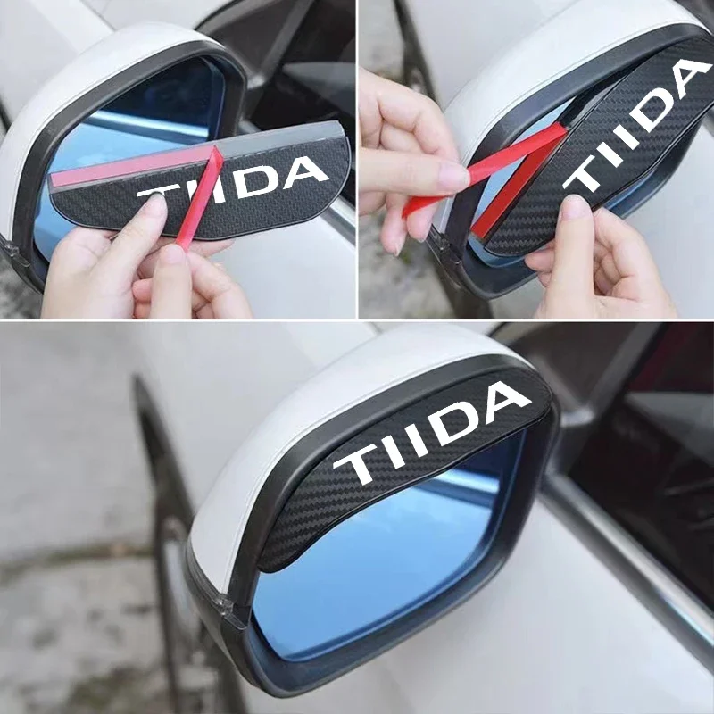 2x Car Rearview Mirror Rain Eyebrow Protector Rain Sticker for Nissan Tiida Roomster Weatherstrip Tiida Auto Accessories rearview mirror rain shield,rearview mirror rain eyebrow,car rearview mirror visor,rearview mirror rain guard,rearview mirror visor