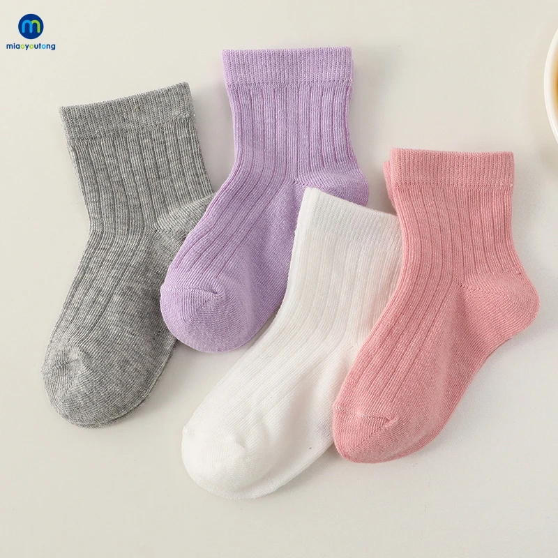 Cotton Socks 4 Pairs Baby Kids Girls Boys Women Infant Toddler