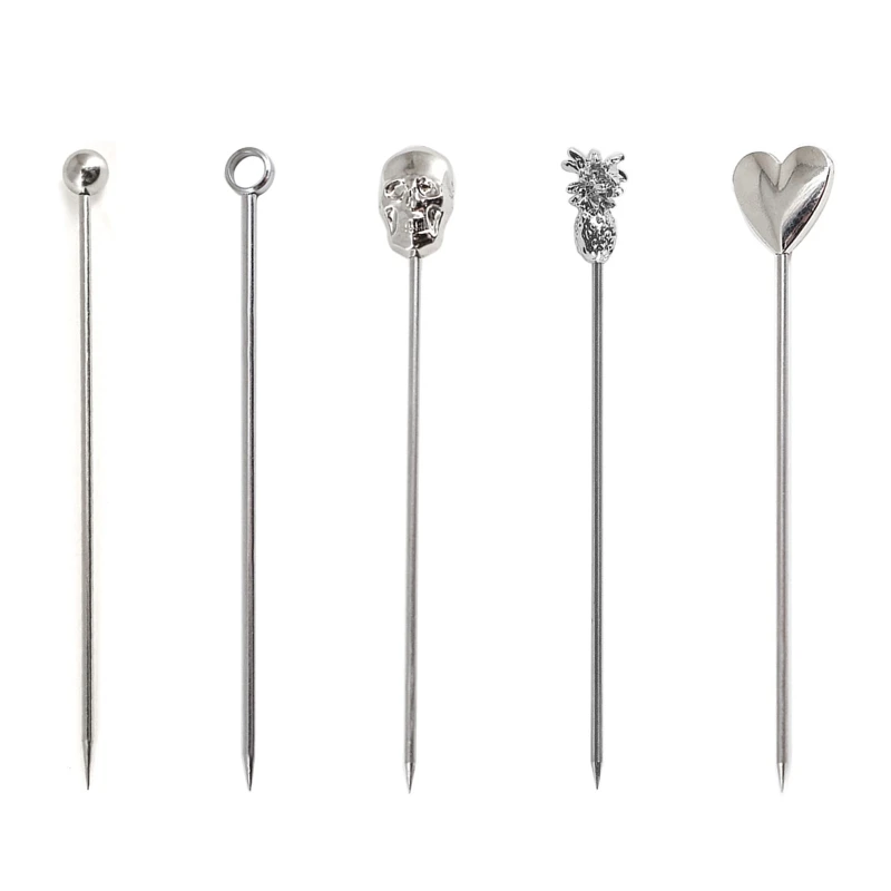 10 pz Cocktail Pick in acciaio inossidabile Cocktail stuzzicadenti riutilizzabili Cocktail spiedini in metallo Cocktail Pick per frutta  15