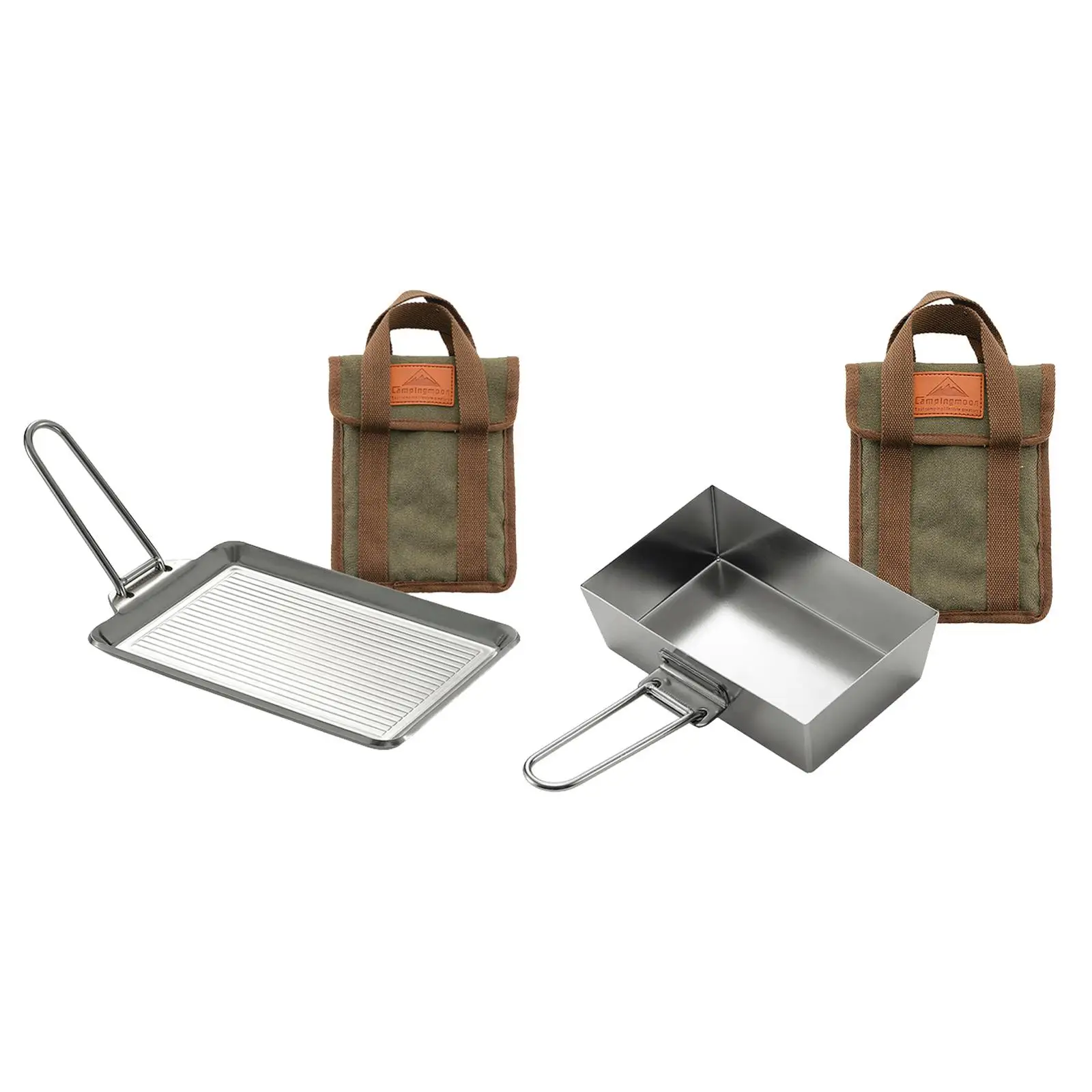 Camping Frying Pan Cookware Folding Handle Utensil Boiling Pot Saucepan