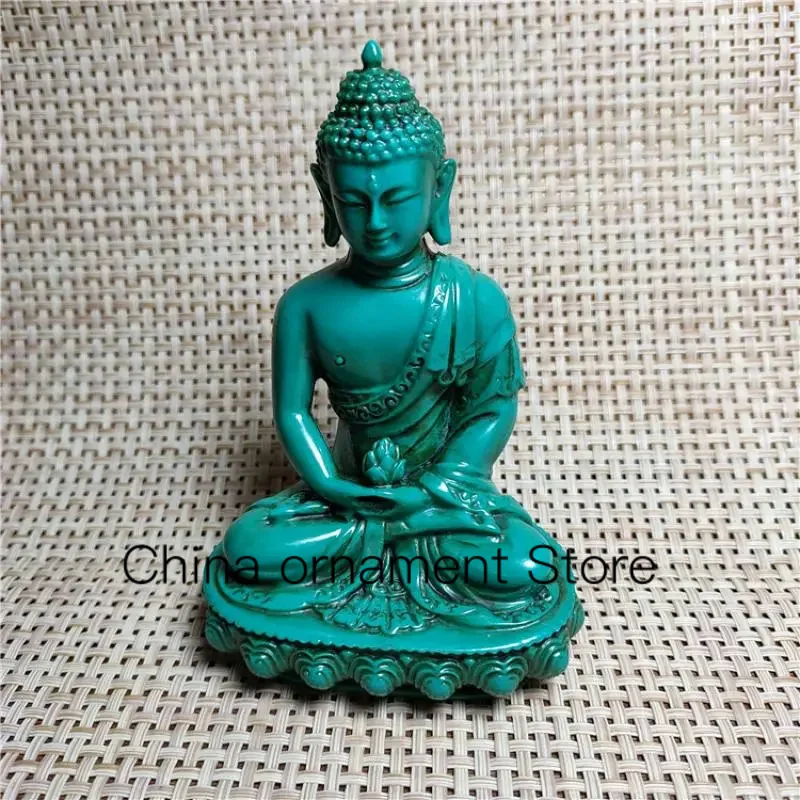 

Antique Handmade Carving Statue Turquoise Buddhism Shakyamuni Buddha Deco Home Living Room Decoration Statues et Sculptures