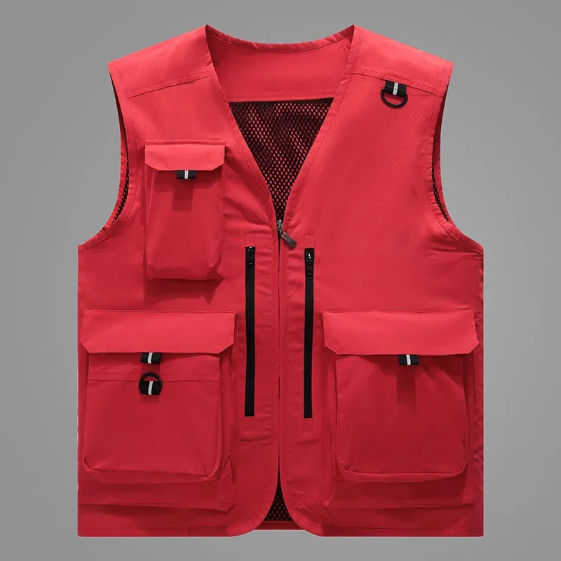 Men's Workwear Vest Outdoor Multi-Pocket Photographer Fishing Vest Printable Work Uniform Director Grip Clip