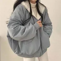 Lucyever-Parkas à capuche zippées pour femmes, Vêtements d'extérieur thermiques, Manteau chaud, Vêtements à deux côtés, At Optics, Smile, Femme, Automne, Hiver, Nouveau 2