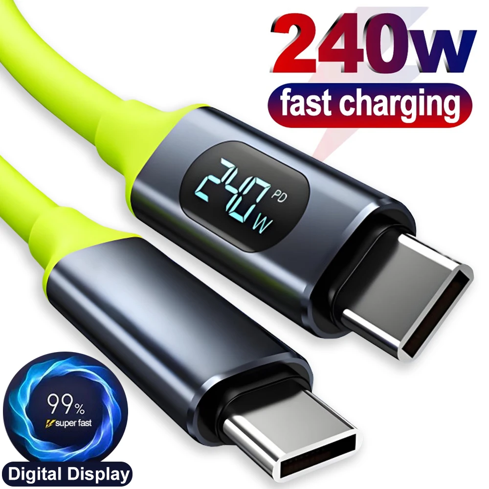Ultra High-Speed 240W USB-C Charging and Data Cable with Digital Display