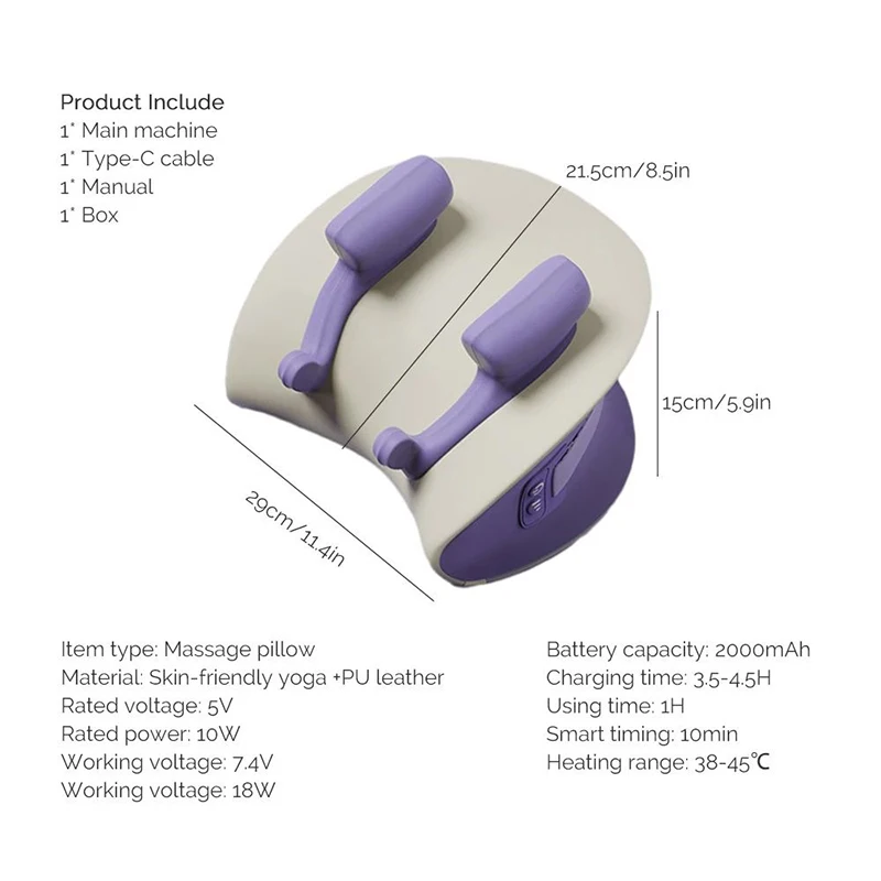 Electric Neck Shoulder Trapezius Massage Pillow Wireless Car Home Relaxation Massager Waist Neck Leg Cervical Shiatsu Kneading