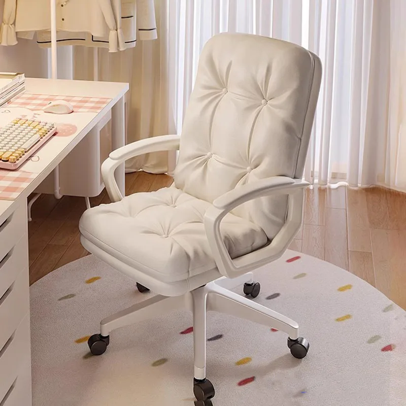 White Wheels Office Chair Arm Rest Pads Glides Girls Luxury Gaming Chair Cushion Cute Sillas De Oficina Office Furniture