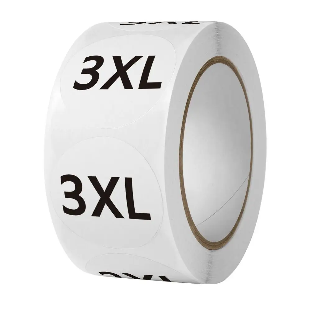 Universal Round Size Stickers: Self-Adhesive Clothing Labels