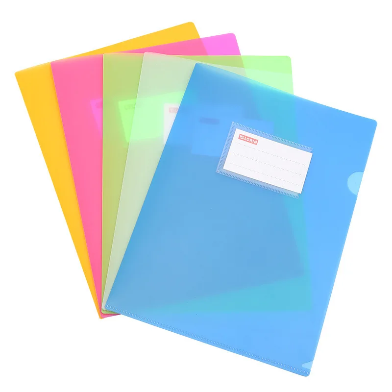 A4 Transparent Color Single Page Clip PP Single Layer L-shaped Folder Plastic Clip Presentation Folder Portfolio