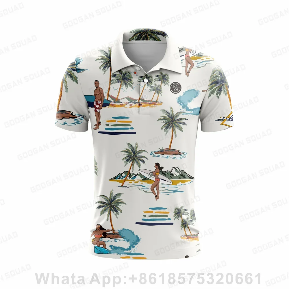 Golf Wear Men's Summer Football Baseball Golf Course Sports Quick Dry Polo Shirt Classic Print Fashion Streetwear Clothing Shirt