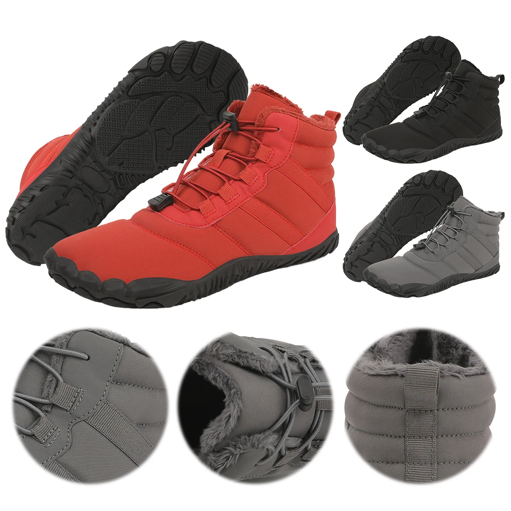 Winter Snow Boots Non Slip Trekking Shoes Waterproof Running Sneakers Thickened Casual Barefoot Shoes for Travel Climbing Hiking 5