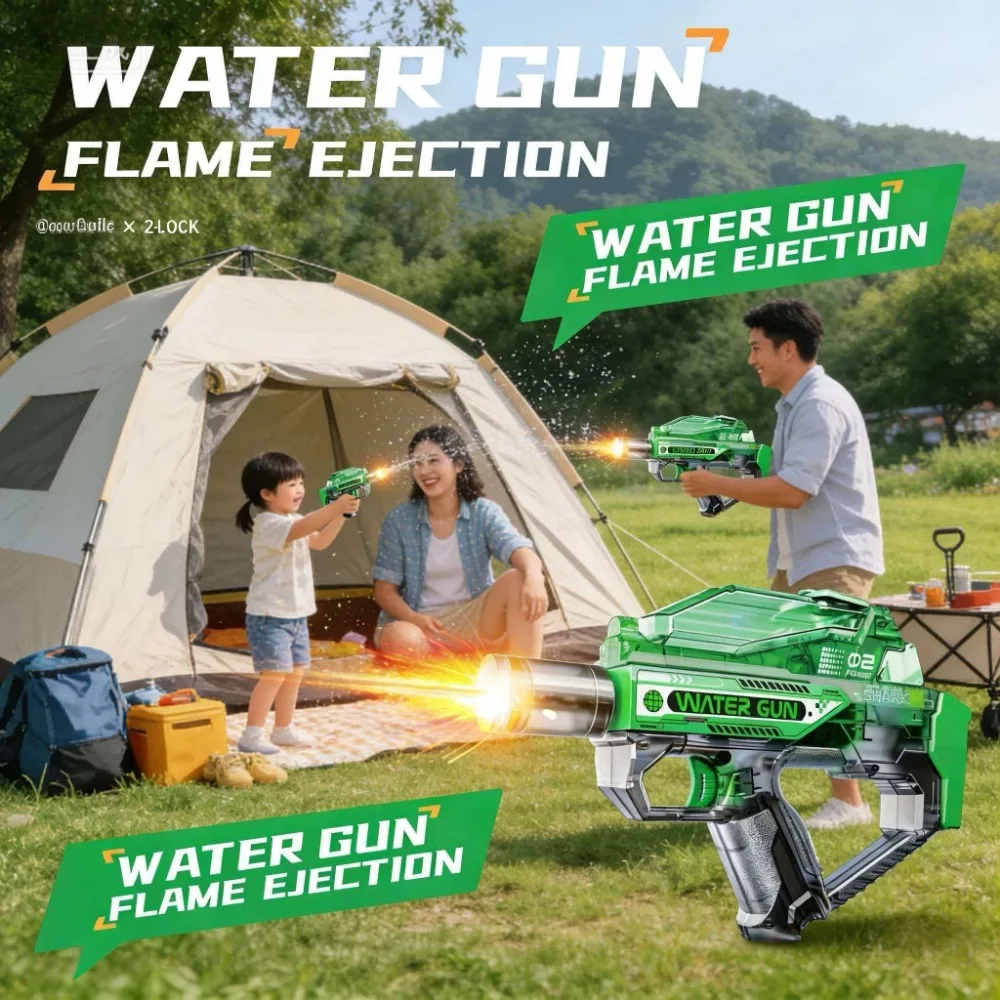 Full Automatic Electric Gun, Rechargeable With Nozzle Flame Gun Fighting Toy Summer Water Swimming Pool Game_voghion.com