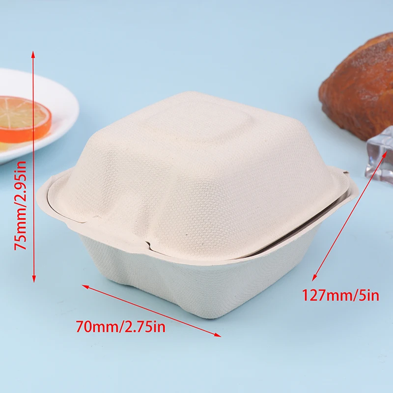 10Pcs Disposable Bento Box Fruit Salad Hamburger Box Pulp Cake Lunch Baking Cake Bowl Packaging Food Container