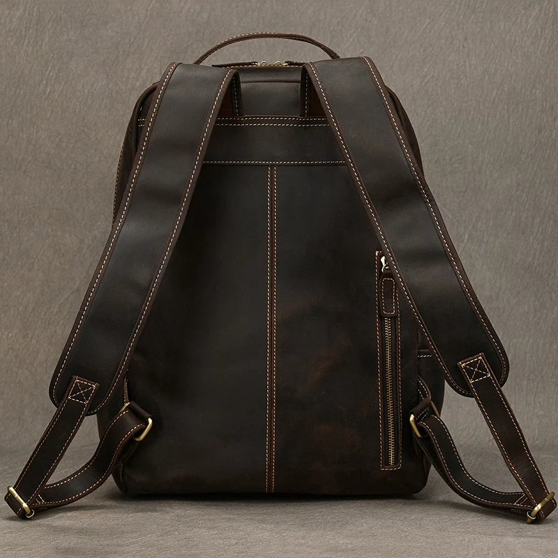 2023 New arrival leather backpack computer backpack 15.6 inch laptop bag for men male travel bags vintage business daypack men 5