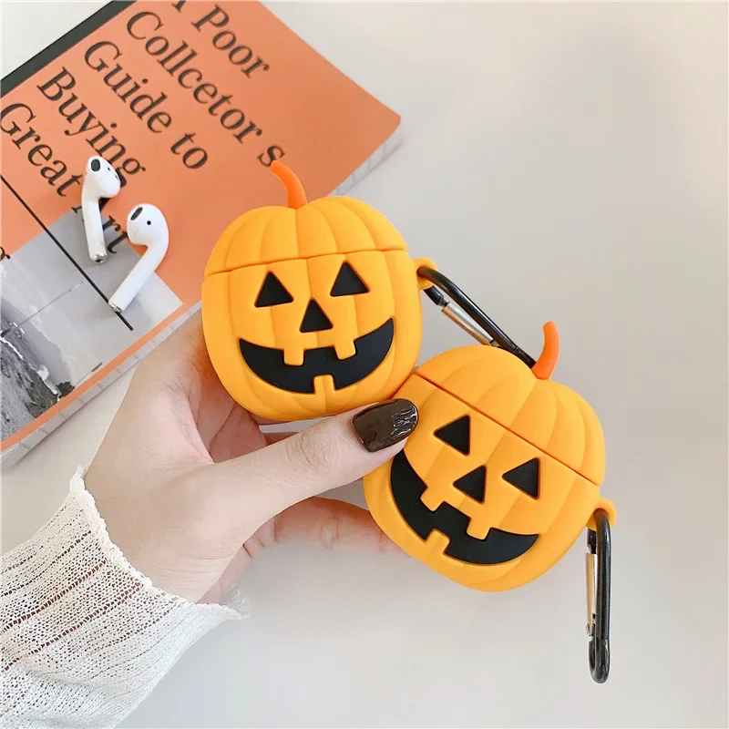 

Cute Pumpkin All Saints' Day Gift for AirPods Case Silicone Earphone Protective Cover Box for Apple Airpods 2 Children Halloween