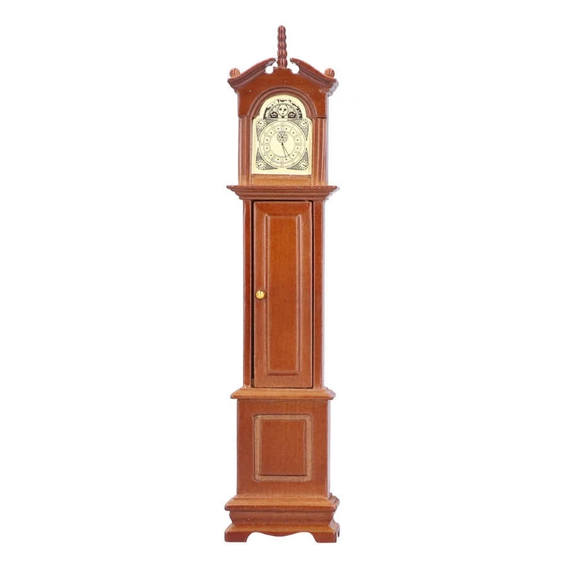 

1/12 Dollhouse Miniature Grandfather Clock Wooden Dolls House Living Room Decor Furniture DIY Doll House Accessory