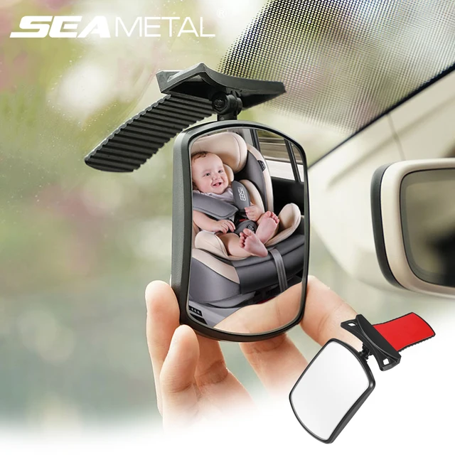 SEAMETAL Car Interior Baby Mirror HD Glass Wide Angle Rear View Mirror 360-Degree Rotation Blind Spot Rearview Convex Mirror