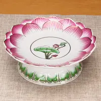Embossed Pink White Fruit Plate Buddha Set Household Incense Burner Lotus Supply Plate Water Cup 6/7/8/9 Inch Buddhism Item 1