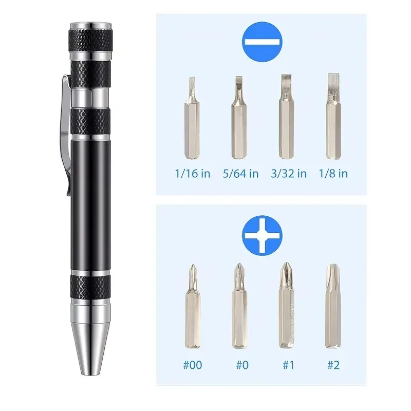 8-in-1 Aluminum Alloy Screwdriver Pen - Changeable Bits For Easy Repairs & Disassembly 5