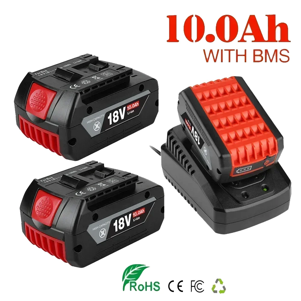 

NEW 18V 10Ah Rechargeable Li-ion Battery For Bosch 18V Power tool Backup 10000mah Portable Replacement BAT609 Indicator light