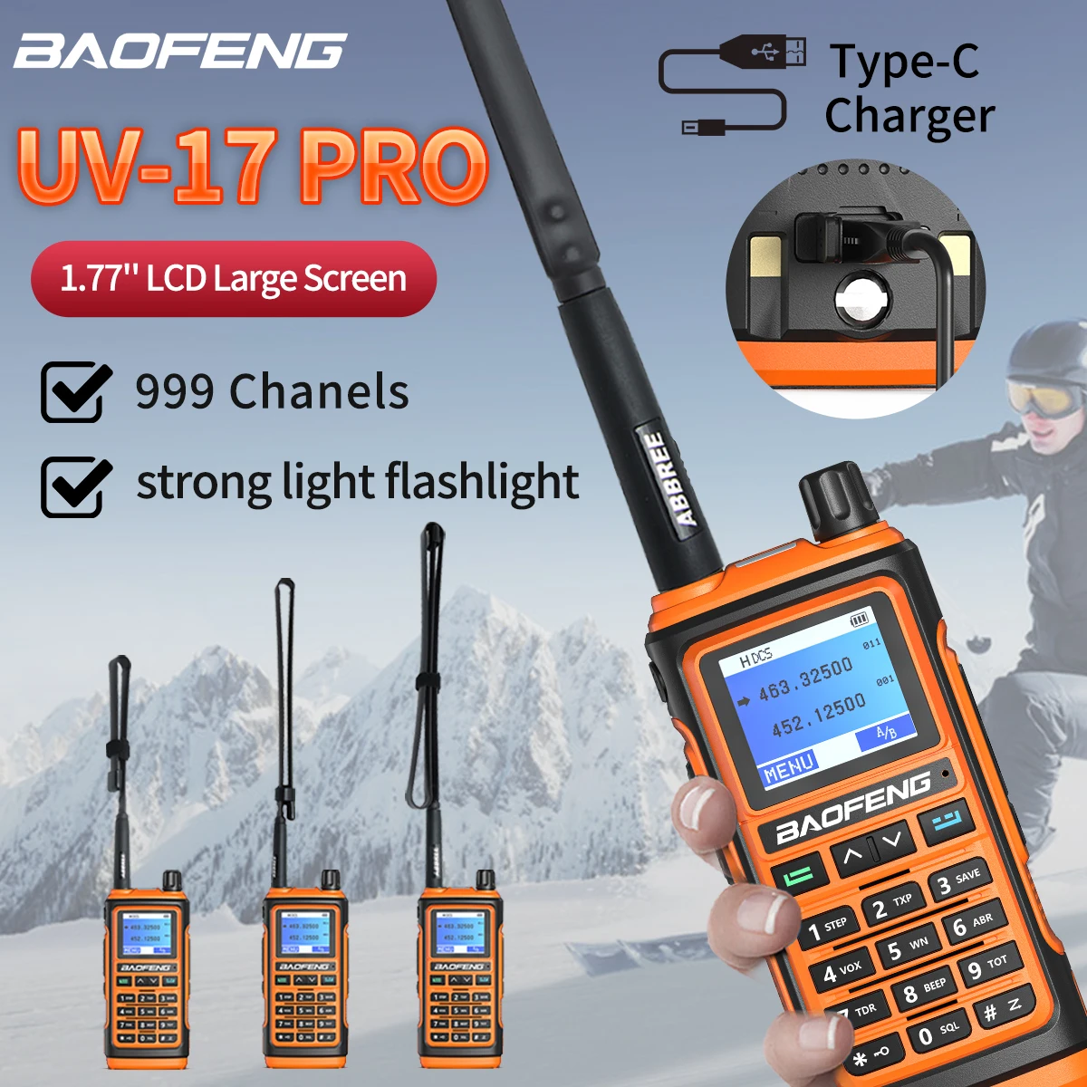 Baofeng UV-17 Pro Walkie Talkie UHF VHF Long Range Hunting Ham 10W Portable Radios Amateur