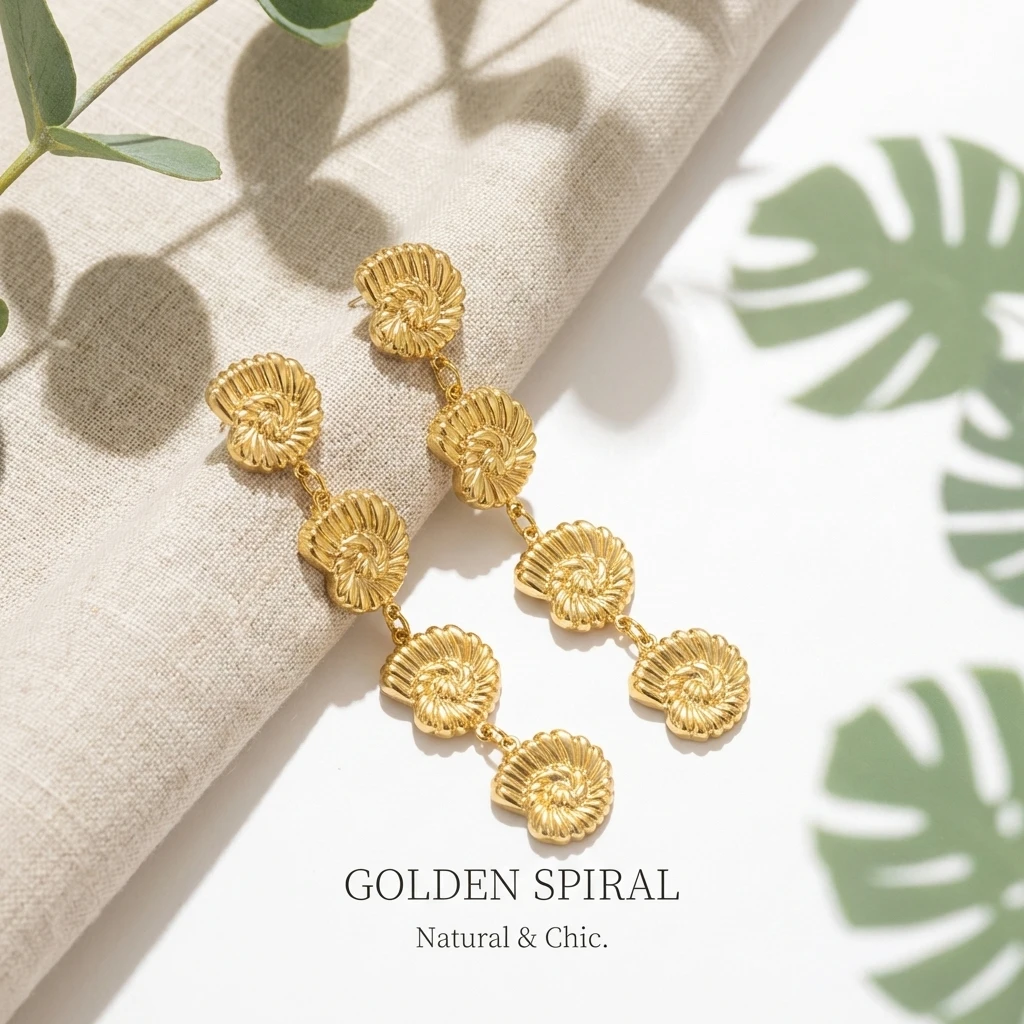 Ozean-Stil Goldfarben Muschel-Ohrhänger für Frauen Klassische Geometrische Lange Hängeohrringe Urlaub Strand Sommer Schmuck – Detail 4