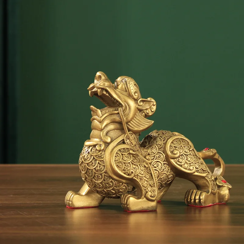 Copper Pixiu Feng Shui Ornament Decorations, Wealth, Office, Home, Mascot, Business Opening Gifts, Cornucopia, Treasure Bowl D