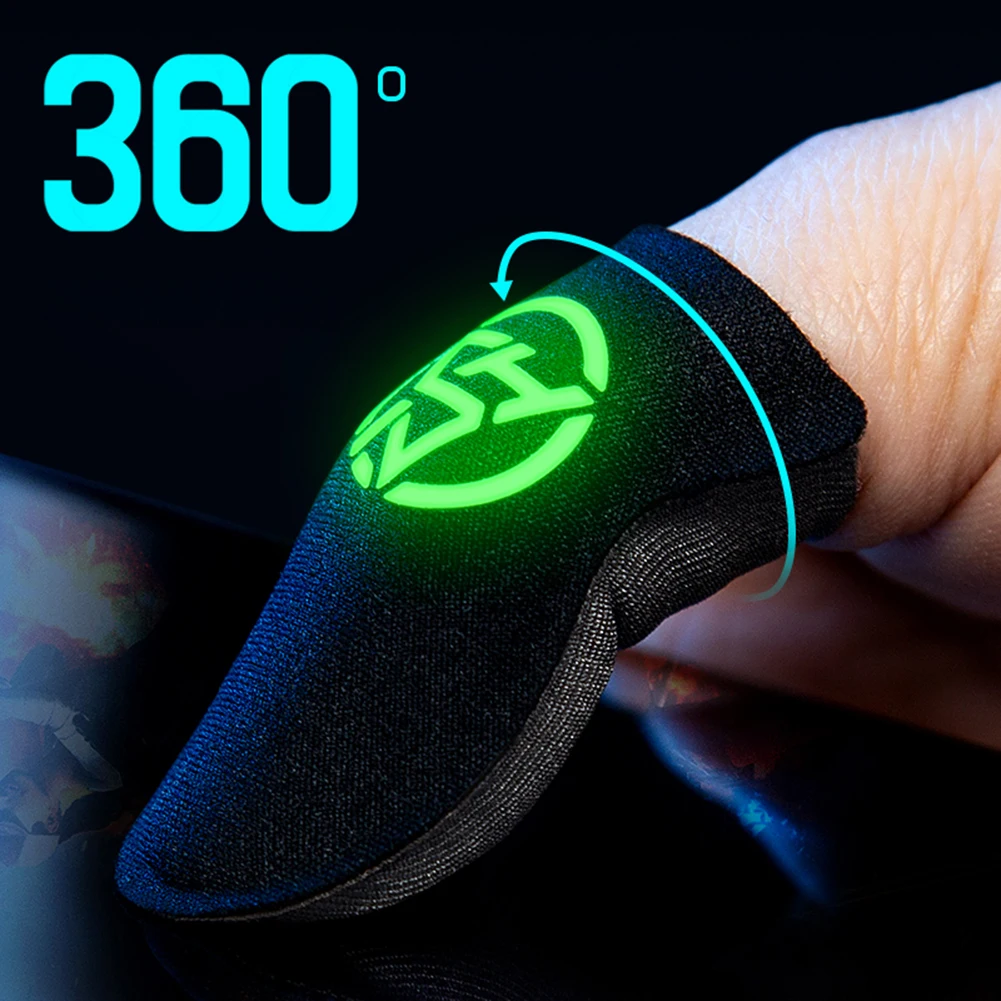 1 Pair Finger Cover Breathable Sweat Proof Luminous Finger Thumb Sleeve Gloves Anti Slip 0.3mm Ultra-thin for PUBG Mobile