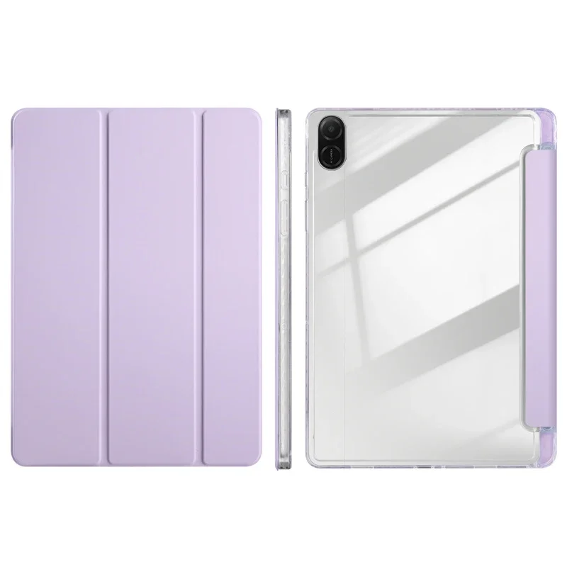 Acrylic Clear Back Hard Cover 11-Inch Tablet Case with Pen Holder and Trifold Stand