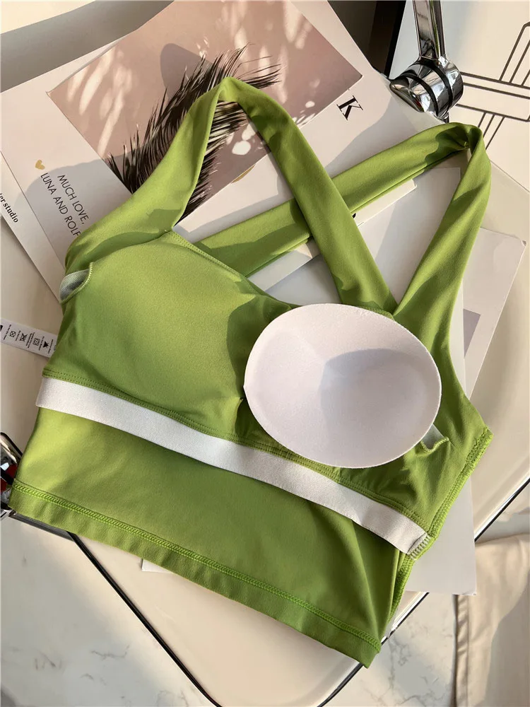 Women Nylon Cross Back Sports Bras Medium Support Padded Yoga Top Fitness Bra ush Up Padded Gym Yoga Fitness Bras Activewear sports bra womens bras sports underwear gym top sports tank top