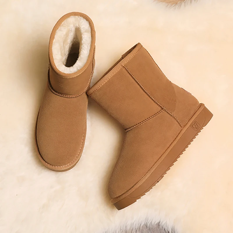 ZUZI Women's Snow Boots Cow Leather Fur Women Top High Quality Australia Boots Winter for Women Warm Botas Mujer