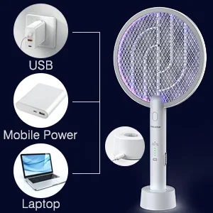 Description Picture 3 of itemAISITIN 2 in 1 Bug Zapper Racket, 3000V Electric Fly Swatter Racket with 1200mAh Battery 3 Layers Mosquito Killer Lamp Indoor