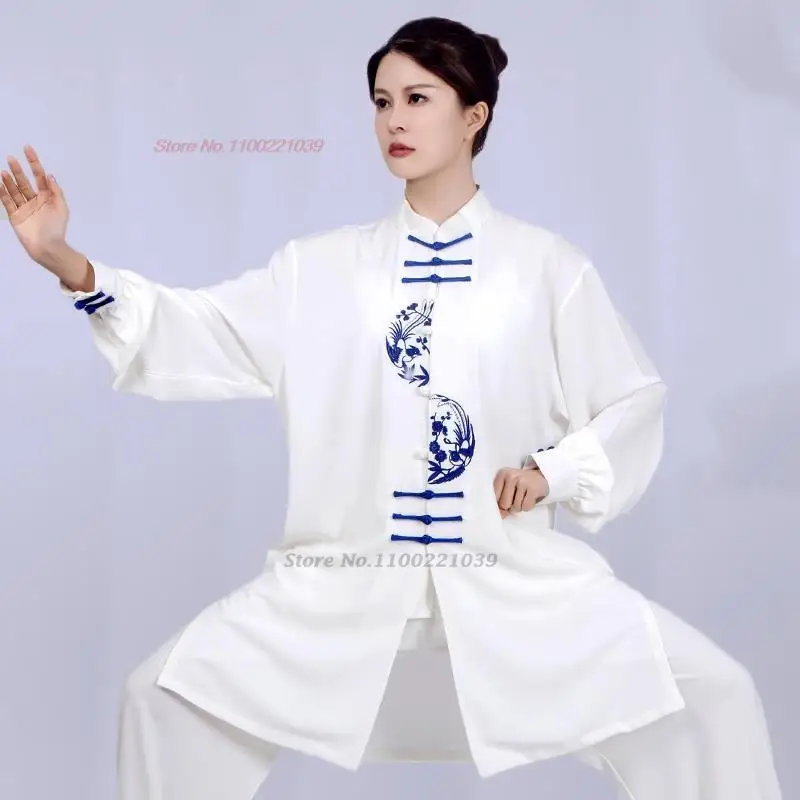 

2024 tai chi uniform chinese wushu kung fu cloth embroidery taijiquan practice traditional martial arts wing chun exercise suit