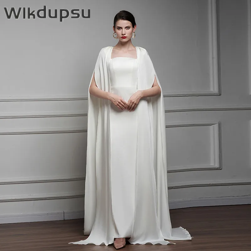 

Luxury Designer Arabic Evening Dresses For Women Dubai Style Party Big Size Chiffon Long White Red Formal Wedding Elegant Gowns